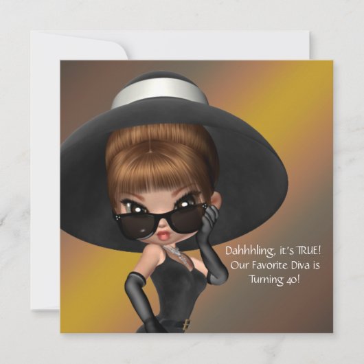 Leuke favoriete Diva Vrouwen Zwart 40ste Verjaarda Kaart (Voorkant)
