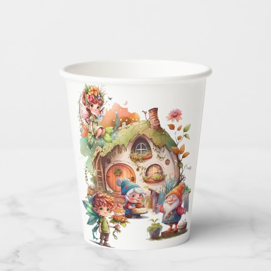 Leuke fee en gnoom papier cup papieren bekers (Achterkant)