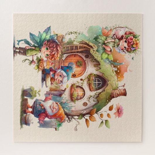 Leuke fee en gnoom puzzel legpuzzel (Horizontaal)