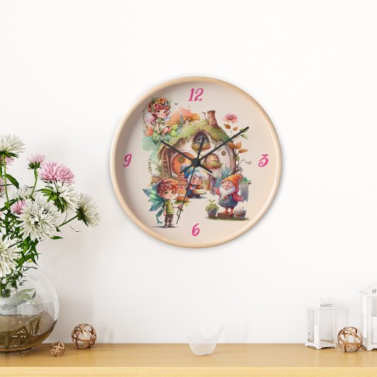 Leuke fee en gnoom wandklok