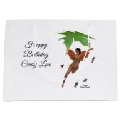 Leuke fee met bruine vleugels geschenk tas groot cadeauzakje (Voorkant)