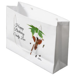 Leuke fee met bruine vleugels geschenk tas groot cadeauzakje