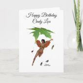 Leuke fee met bruine vleugels Meisjes Verjaardag K Kaart (Voorkant)