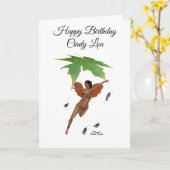 Leuke fee met bruine vleugels Meisjes Verjaardag K Kaart (Gele Bloem)