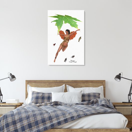 Leuke fee met bruine vleugels uitgerekte canvas pr (Insitu (Slaapkamer))
