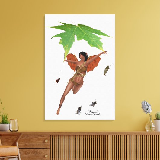 Leuke fee met bruine vleugels uitgerekte canvas pr (Insitu (Woonkamer))