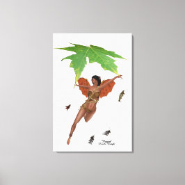 Leuke fee met bruine vleugels uitgerekte canvas pr afdruk