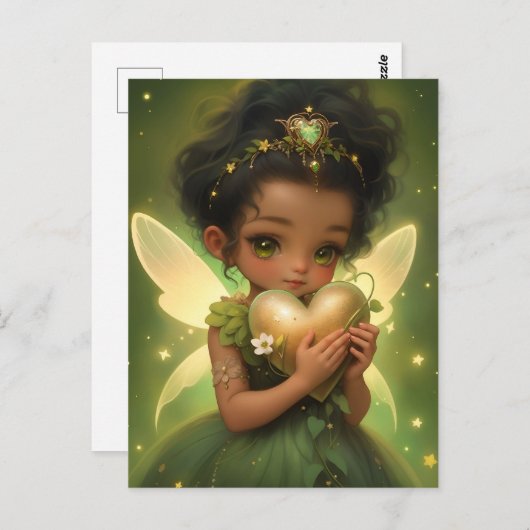 Leuke fee met een gouden hart briefkaart (Voorkant / Achterkant)