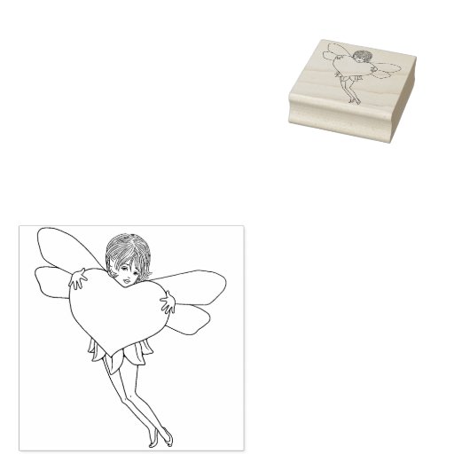 Leuke fee met een groot hart rubberstempel (Gestempeld)