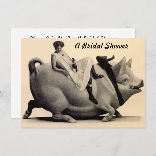 Leuke & feestelijke Antiek bruidsdouche Uitnodigin Kaart (Voorkant / Achterkant)