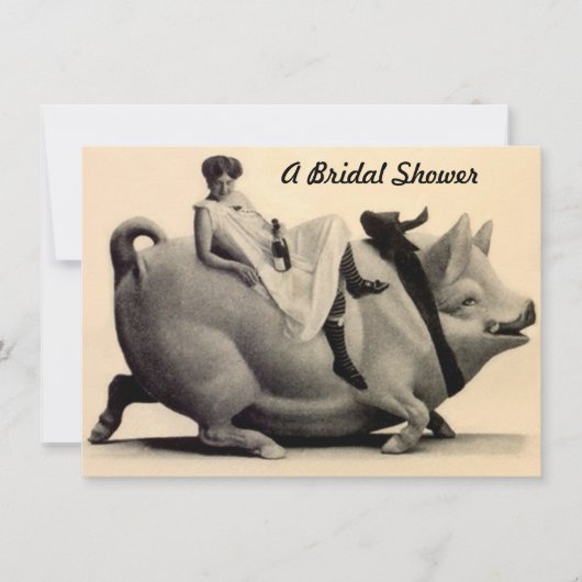 Leuke & feestelijke Antiek bruidsdouche Uitnodigin Kaart (Voorkant)