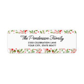 Leuke feestelijke botanische bessen retouradres etiket (Voorkant)