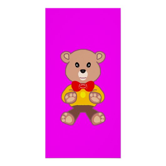Leuke feestelijke Bowtie Teddybeer Helderroze Mage Perfect Poster (Voorkant)
