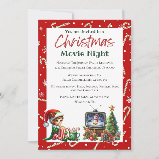 Leuke feestelijke film Night Christmas Party Kaart (Voorkant)