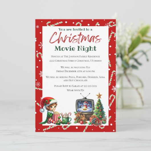 Leuke feestelijke film Night Christmas Party Kaart (Staand voorkant)