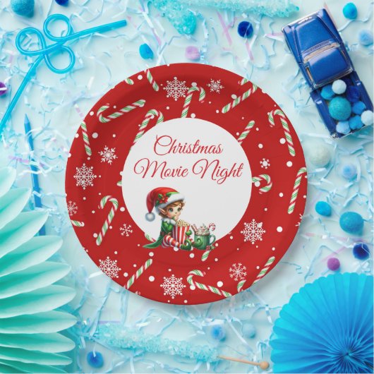 Leuke feestelijke film Night Christmas Party Papieren Bordje (Feest)