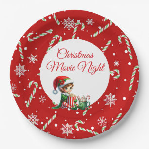 Leuke feestelijke film Night Christmas Party Papieren Bordje