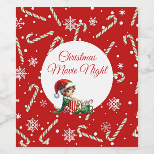 Leuke feestelijke film Night Christmas Party Wijnl Wijn Etiket (Enkel label)