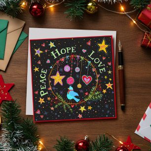 Leuke feestelijke folk vrede hoop liefde kerst feestdagenkaart