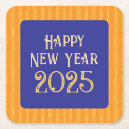 Leuke feestelijke Happy New Year middernacht blauw Kartonnen Onderzetters