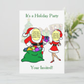 Leuke feestelijke heer & mevrouw Claus Cartoon vak Kaart (Staand voorkant)