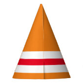 Leuke feestelijke heldere Sinaasappel rode witte o Feesthoedjes (Achterkant)