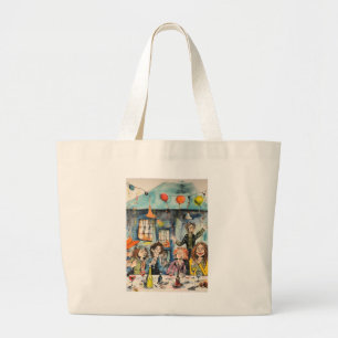 Leuke, feestelijke illustratie grote tote bag