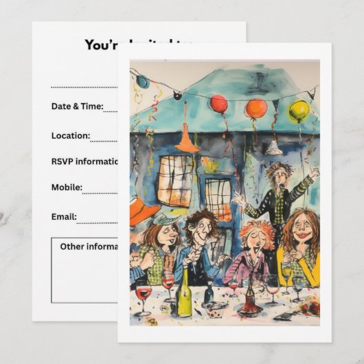 Leuke, feestelijke illustratie kaart (Voorkant / Achterkant)