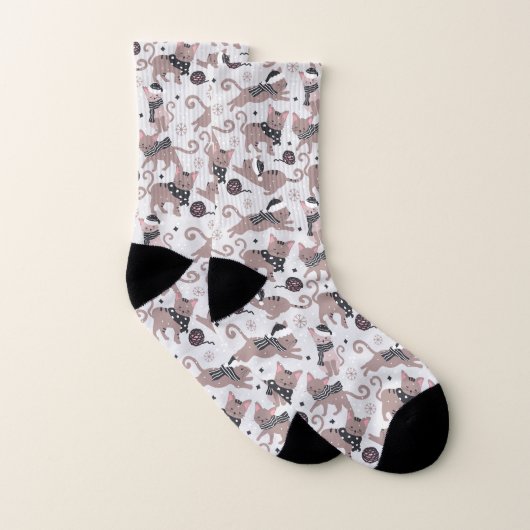 Leuke Feestelijke Kat Kerstmis Patroon Unisex Sokken (Paar)
