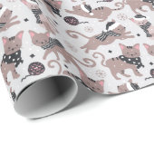 Leuke feestelijke kat kerstpatroon cadeaupapier (Rol Hoek)