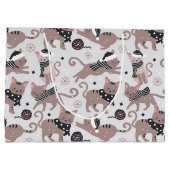 Leuke feestelijke kat kerstpatroon groot cadeauzakje (Achterkant)