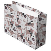 Leuke feestelijke kat kerstpatroon groot cadeauzakje (Voorkant Gekanteld)