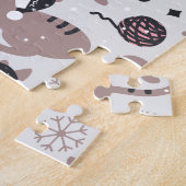 Leuke feestelijke kat kerstpatroon legpuzzel (Zijkant)