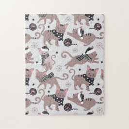Leuke feestelijke kat kerstpatroon legpuzzel