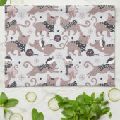 Leuke feestelijke kat kerstpatroon theedoek (Gevouwen)