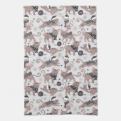 Leuke feestelijke kat kerstpatroon theedoek (Verticaal)