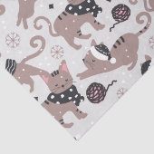 Leuke feestelijke kat kerstpatroon tissuepapier (Detail)