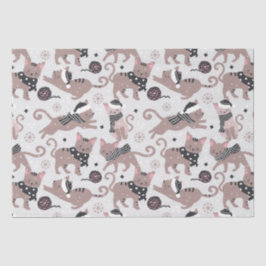 Leuke feestelijke kat kerstpatroon tissuepapier