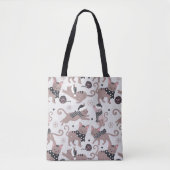 Leuke feestelijke kat kerstpatroon tote bag (Voorkant)