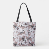 Leuke feestelijke kat kerstpatroon tote bag (Achterkant)