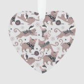 Leuke feestelijke kat patroon kerstboom hart ornament (voorkant)