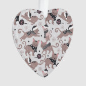 Leuke feestelijke kat patroon kerstboom hart ornament (voorkant)