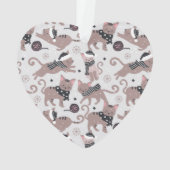 Leuke feestelijke kat patroon kerstboom hart ornament (achterkant)