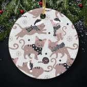 Leuke Feestelijke Kat Patroon Kerstboom Keramisch Ornament