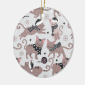 Leuke Feestelijke Kat Patroon Kerstboom Keramisch Ornament (Links)