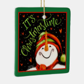 Leuke feestelijke kersttijd sneeuwman keramisch ornament (Rechts)