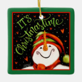 Leuke feestelijke kersttijd sneeuwman keramisch ornament (Voorkant)