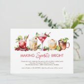 Leuke feestelijke kerstvakantie cocktailparty kaart (Staand voorkant)