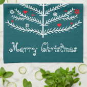 Leuke feestelijke Nordic Blauwgroen Kerstboom Hert Theedoek (Gevouwen)