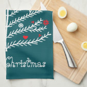 Leuke feestelijke Nordic Blauwgroen Kerstboom Hert Theedoek (Quarter Fold)